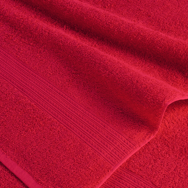 Красное махровое полотенце (БА) (50х90)