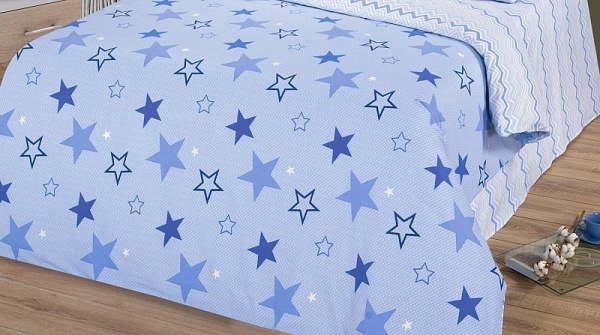 Звездный синий Покрывало "Богема"поплин (240х215)